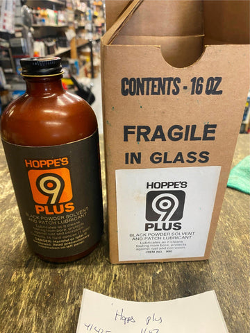 Vtg Hoppes 9 Plus Black Powder Solvent Patch Lubricant 16 oz Bottle Gun Cleaning