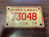 Vtg Original 1974 Minnesota Motorcycle License Plate 73048 Harley Indian