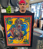 Vtg Psycadelic Painting Norton Motor Engine Motorcycle British Manx Single Racer