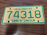 Vtg Original 1977 Illinois Motorcycle License Plate 74318 Harley Indian