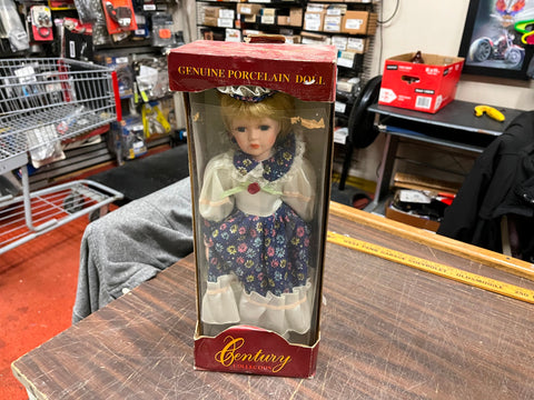 Century Collection Genuine Porcelain Doll 16" Blue Eyes Floral Dress