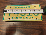 Vtg Original 1977 Illinois Motorcycle License Plate 74318 Harley Indian
