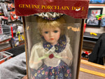 Century Collection Genuine Porcelain Doll 16" Blue Eyes Floral Dress