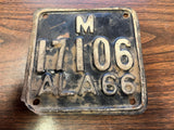 Vtg Original 1966 Alabama Motorcycle License Plate 17106 Harley Indian