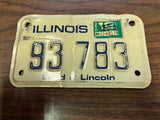 Vtg Original 1981 Illinois Motorcycle License Plate 93 783 Harley Indian