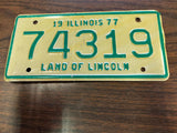 Vtg Original 1977 Illinois Motorcycle License Plate 74319 Harley Indian