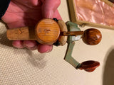 Vintage German Hand Carved Wood Wooden Wine Whiskey Bottle Stoppers Mechanical