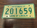 Vtg Original 1977 Illinois Motorcycle License Plate 201659 Harley Indian