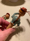 Vintage German Hand Carved Wood Wooden Wine Whiskey Bottle Stoppers Mechanical