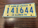 Vtg Original 1976 Illinois Motorcycle License Plate 141644 Harley Indian