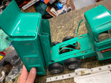 Vtg Buddy L Pressed Steel Tin Toy Hydraulic Dump Truck EA-77 Green 60's Minty