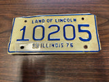 Vtg Original 1976 Illinois Motorcycle License Plate 10205 Harley Indian