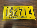 Vtg Original 1975 Illinois Motorcycle License Plate 152714 Harley Indian