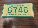 Vtg Original 1977 Illinois Motorcycle License Plate 6746 Harley Indian 4 letter