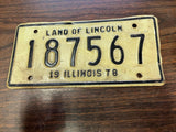 Vtg Original 1978 Illinois Motorcycle License Plate 187567 Harley Indian