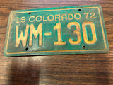Vtg Original 1972 Colorado Motorcycle License Plate WM-130 Harley Indian