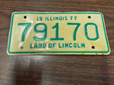 Vtg Original 1977 Illinois Motorcycle License Plate 79170 Harley Indian