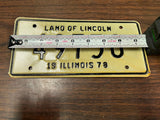 Vtg Original 1978 Illinois Motorcycle License Plate 49750 Harley Indian