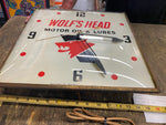 Vtg Rare Clock Wolfs head oil Gas collector Wall Clock Advertising Sign 50's!