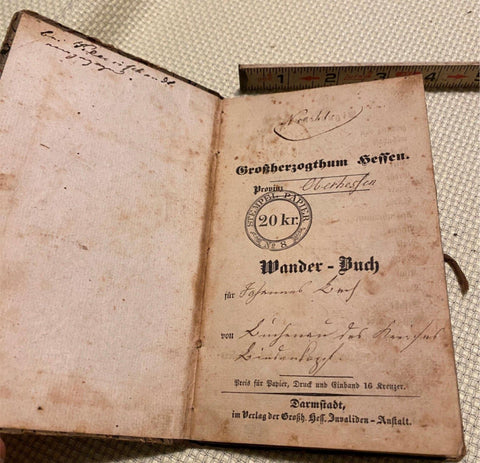 Antique 1840 Travel Papers Ephemera Passport Germany Notebook Official Govt Visa