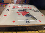 Vtg Rare Clock Wolfs head oil Gas collector Wall Clock Advertising Sign 50's!
