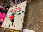 Vtg Rare Clock Wolfs head oil Gas collector Wall Clock Advertising Sign 50's!