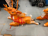 Santa Claus Sleigh 4 Reindeer Christmas Blow Mold Yard Decor Collectible Display