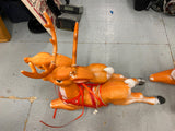 Santa Claus Sleigh 4 Reindeer Christmas Blow Mold Yard Decor Collectible Display