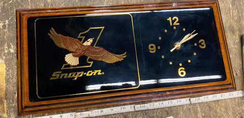 Snap ON tools Wall Clock Bald Eagle Service shop Garage Wood Advertising sign!