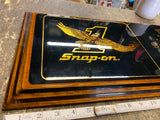 Snap ON tools Wall Clock Bald Eagle Service shop Garage Wood Advertising sign!