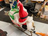 Santa Claus Sleigh 4 Reindeer Christmas Blow Mold Yard Decor Collectible Display