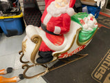 Santa Claus Sleigh 4 Reindeer Christmas Blow Mold Yard Decor Collectible Display