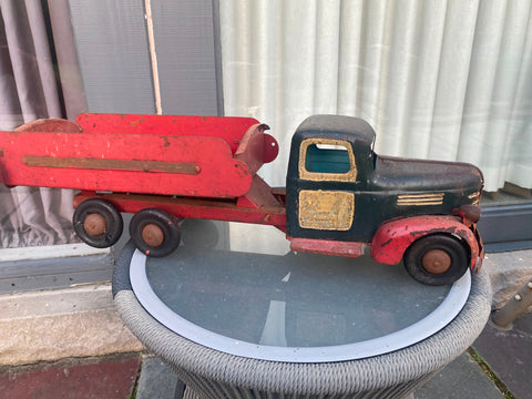 Vtg Turner Toys Pressed Steel Tin Truck Dump Bed 1930's 23" Antique Patina Dodge