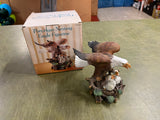 Vintage Birds Of Prey Porcelain Nesting Eagle Figurine Babies In Box