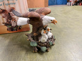 Vintage Birds Of Prey Porcelain Nesting Eagle Figurine Babies In Box
