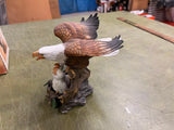Vintage Birds Of Prey Porcelain Nesting Eagle Figurine Babies In Box