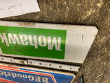 Vtg MOHAWK Display Tire Rack Tin Sign Auto Truck Oil Gas Indian Advertising Cave