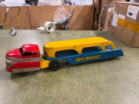 Vintage 1940s Made In USA Wyandotte Auto Transport 2 Piece Trailer Truck
