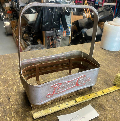 Vtg Pepsi Cola Soda Aluminum Bottle Carrier Caddy Logo Advertising Embossed Rack