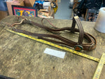 Vtg Leather Bit Bridle Horse Western Rosette Brooch Glass Button Head Stall Sadd