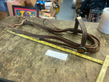 Vtg Leather Bit Bridle Horse Western Rosette Brooch Glass Button Head Stall Sadd