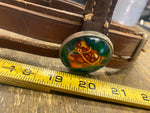 Vtg Leather Bit Bridle Horse Western Rosette Brooch Glass Button Head Stall Sadd