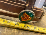 Vtg Leather Bit Bridle Horse Western Rosette Brooch Glass Button Head Stall Sadd