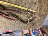 Vtg Leather Bit Bridle Horse Western Rosette Brooch Glass Button Head Stall Sadd