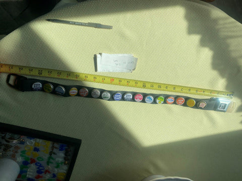 90s Vtg Little Earth Seatbelt Bottle Cap Rubber Belt XS 27" Unisex Unusual Punk!