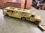 Vintage 1960s Made In USA Buddy L Yellow Car Carrier Semi Truck Pressed Steel