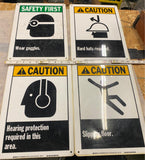 Safety Work Signs Lot Hearing Goggles Hard hats Slippery Floor 20" Factory Store