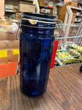 Vintage Cobalt Blue 12 Panel Glass Bale Canister Storage Sealable Jar 10"