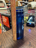 Vintage Cobalt Blue 12 Panel Glass Bale Canister Storage Sealable Jar 10"