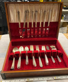 Vtg Luxor Wallace Plate Silverware Flatware Set Wood Box 30's Antique Art Nouvea
